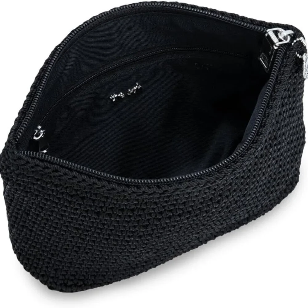 Essential Pouch Leather Women Recycled Polyester Lined Vegan Black